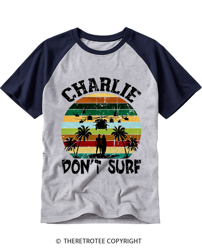 TheRetroTee Don't Surf 1970s Raglan Baseball T-Shirt