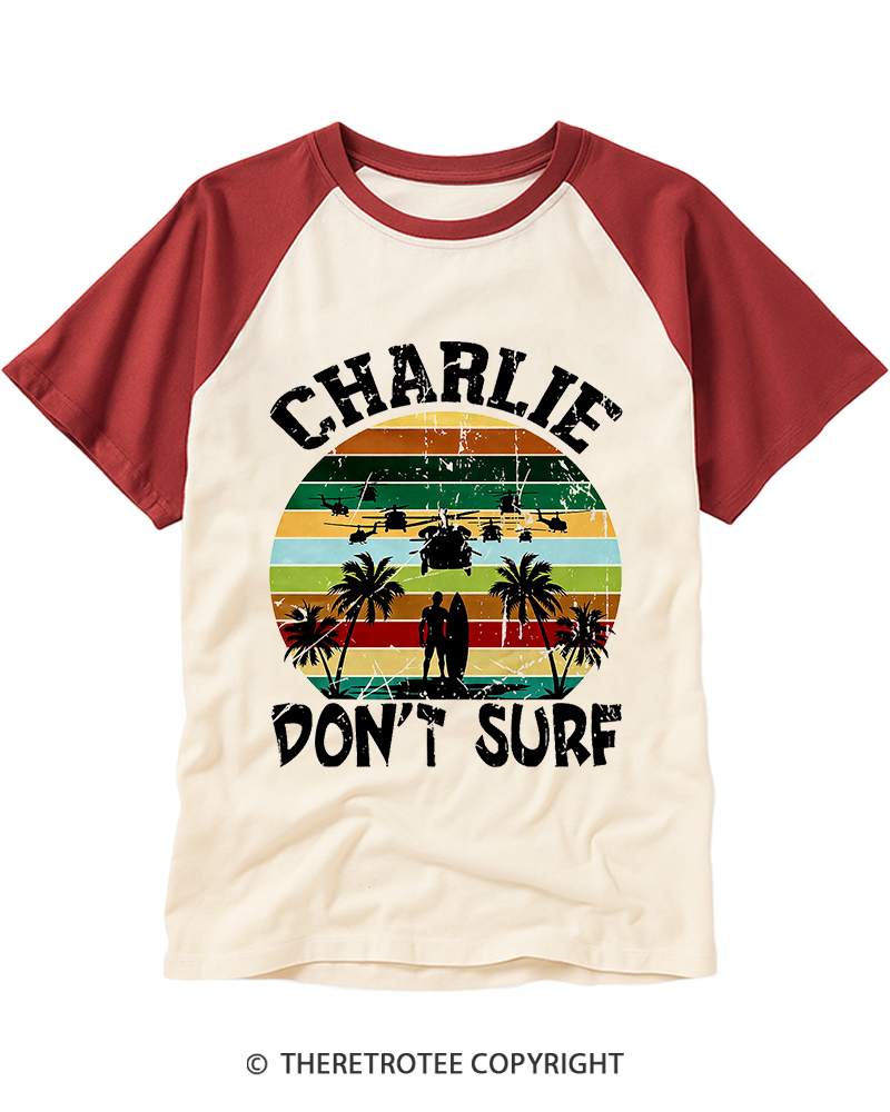 TheRetroTee Don't Surf 1970s Raglan Baseball T-Shirt