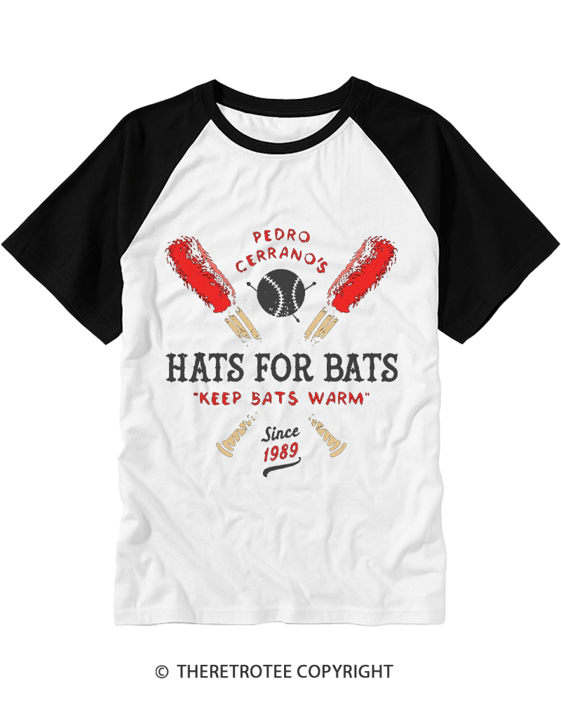 TheRetroTee Hats for Bats 1980s Raglan Baseball T-Shirt