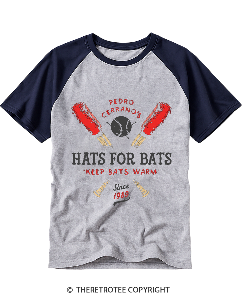 TheRetroTee Hats for Bats 1980s Raglan Baseball T-Shirt