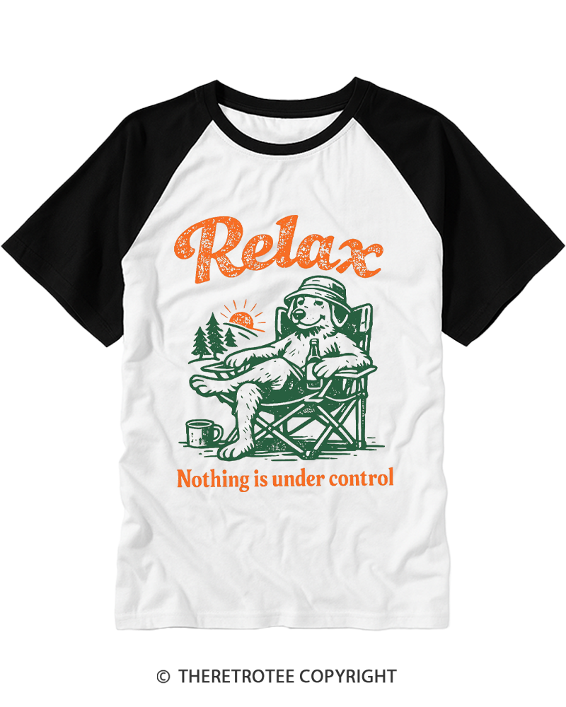 TheRetroTee Nothing Is Under Control 1970s Raglan Baseball T-Shirt