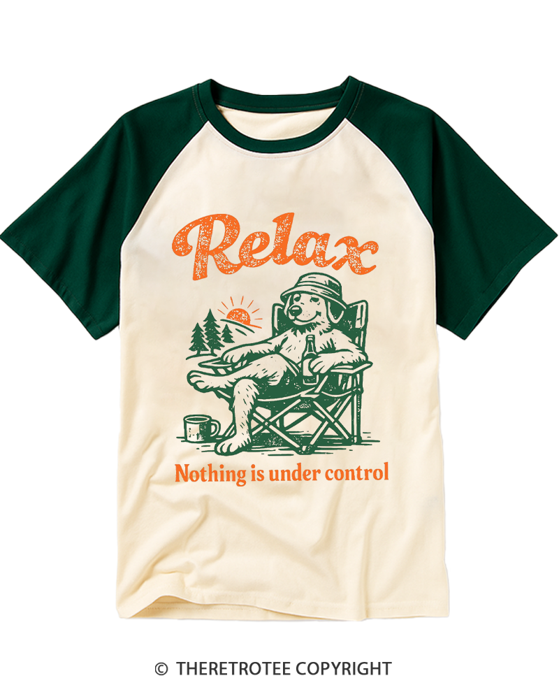 TheRetroTee Nothing Is Under Control 1970s Raglan Baseball T-Shirt