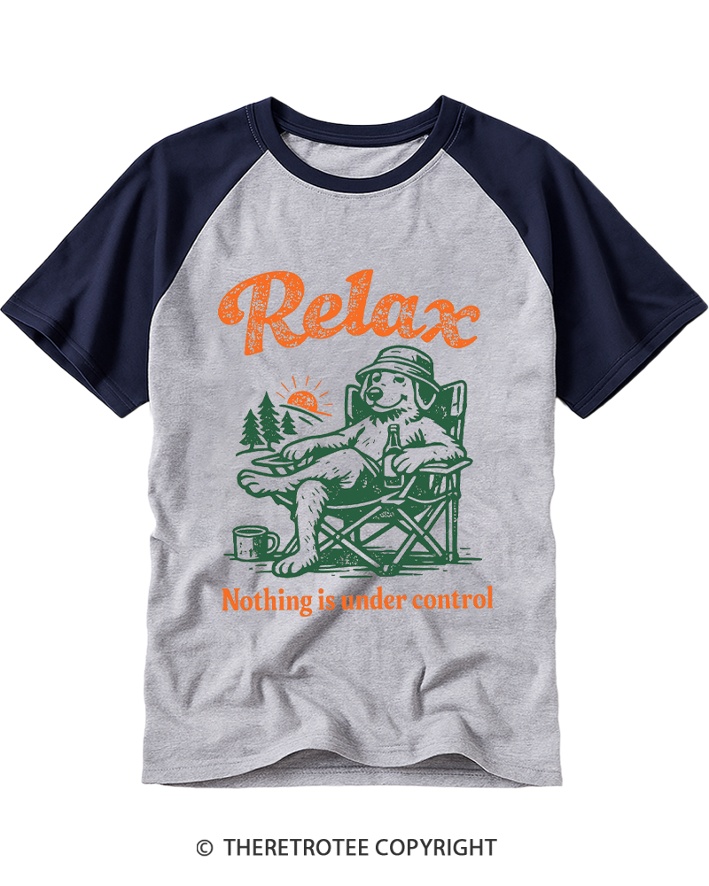 TheRetroTee Nothing Is Under Control 1970s Raglan Baseball T-Shirt