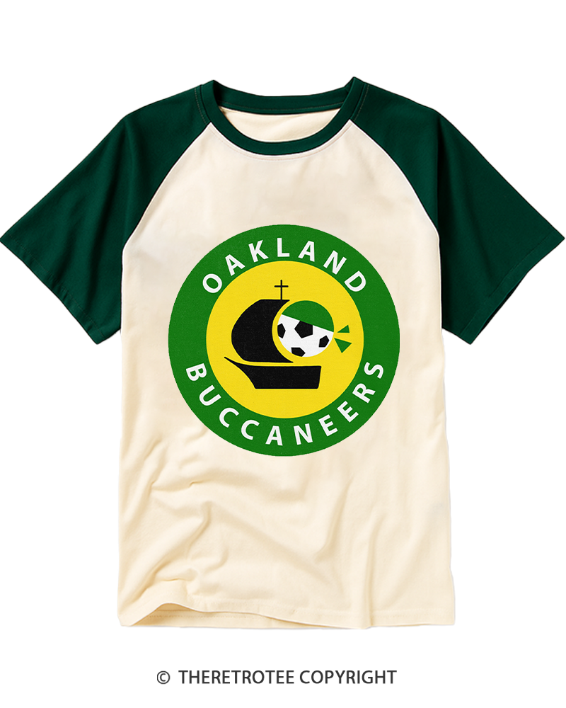 TheRetroTee Oakland Buccaneers 1970s Raglan Baseball T-Shirt