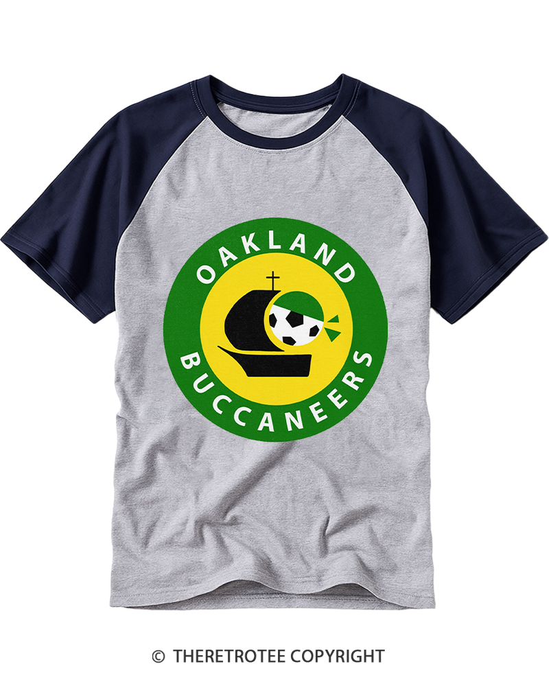 TheRetroTee Oakland Buccaneers 1970s Raglan Baseball T-Shirt