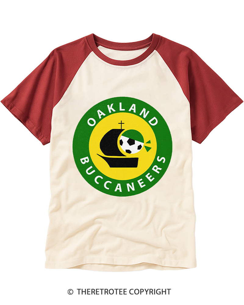 TheRetroTee Oakland Buccaneers 1970s Raglan Baseball T-Shirt