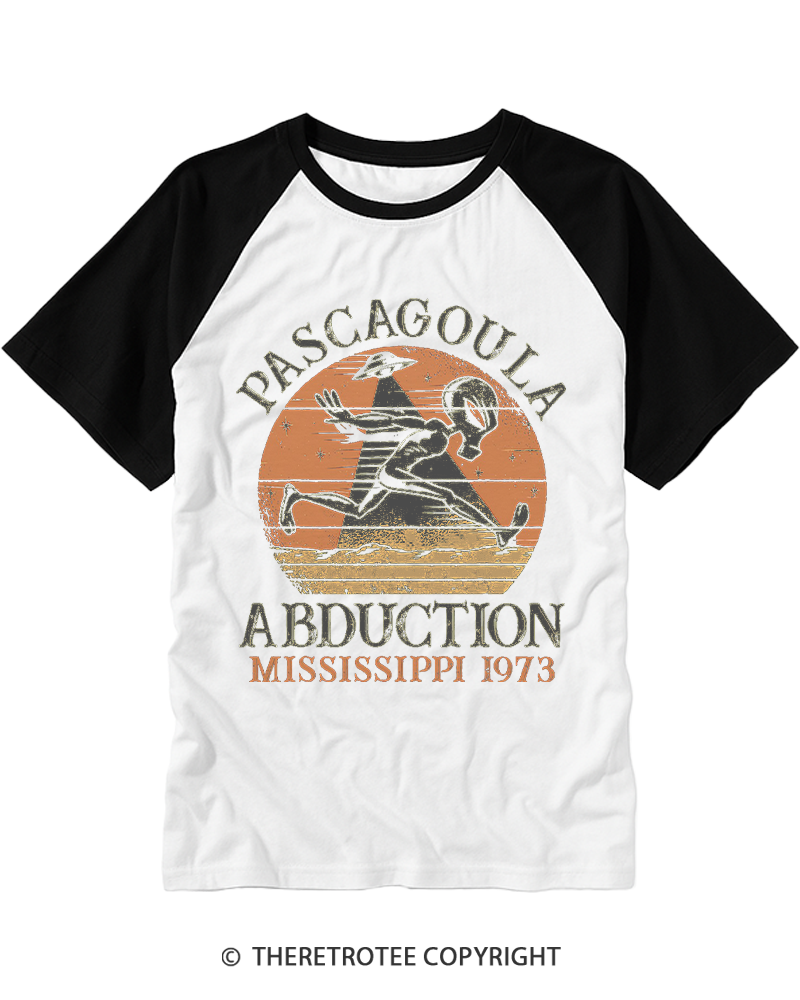 TheRetroTee Pascagoula Abduction 1970s Raglan Baseball T-Shirt
