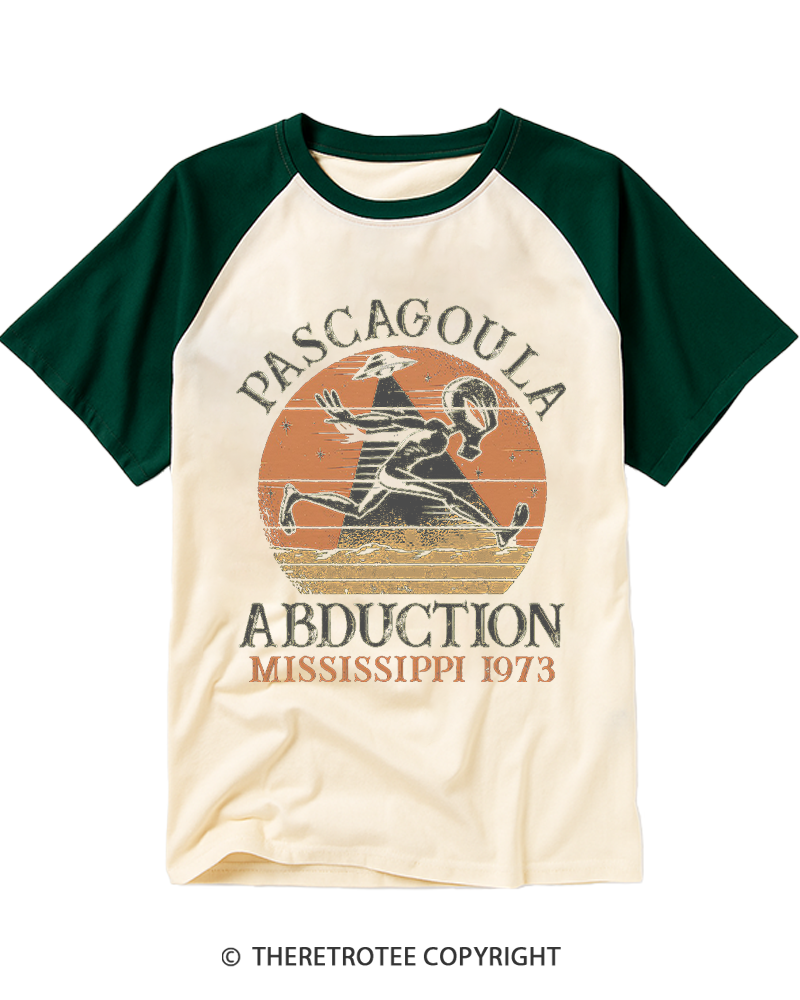 TheRetroTee Pascagoula Abduction 1970s Raglan Baseball T-Shirt