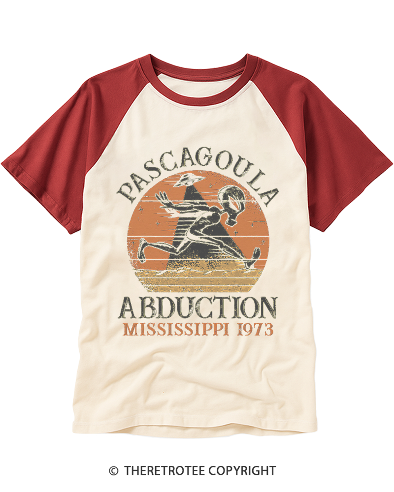 TheRetroTee Pascagoula Abduction 1970s Raglan Baseball T-Shirt