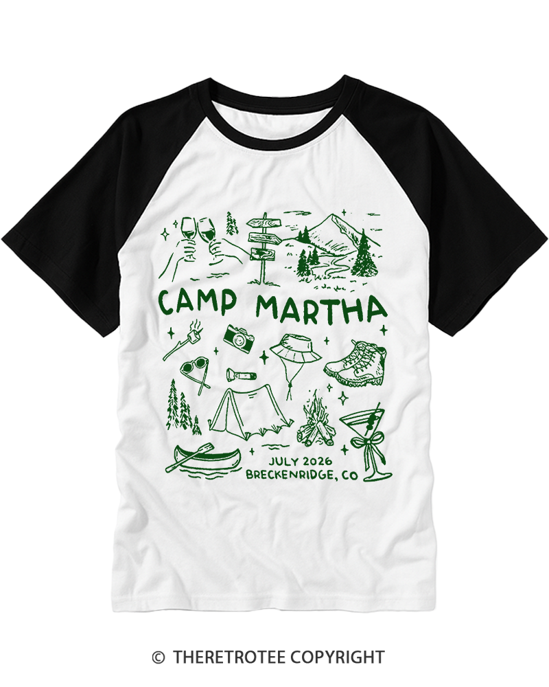 TheRetroTee Vintage Camp Bachelorette Raglan Baseball T-Shirt