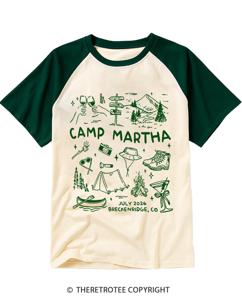 TheRetroTee Vintage Camp Bachelorette Raglan Baseball T-Shirt