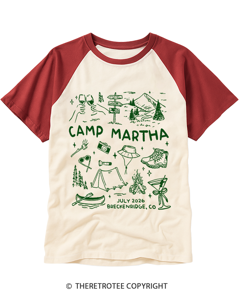 TheRetroTee Vintage Camp Bachelorette Raglan Baseball T-Shirt