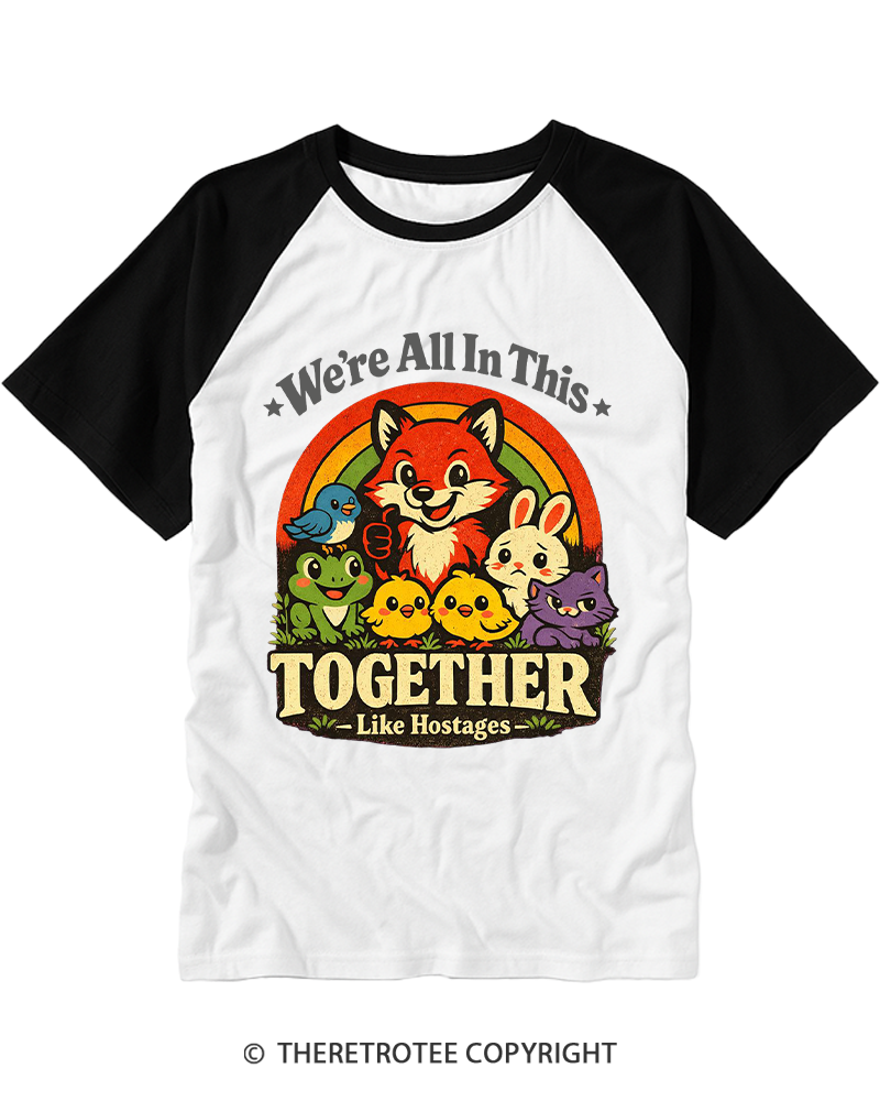 TheRetroTee We’re All In This Together  1970s Raglan Baseball T-Shirt