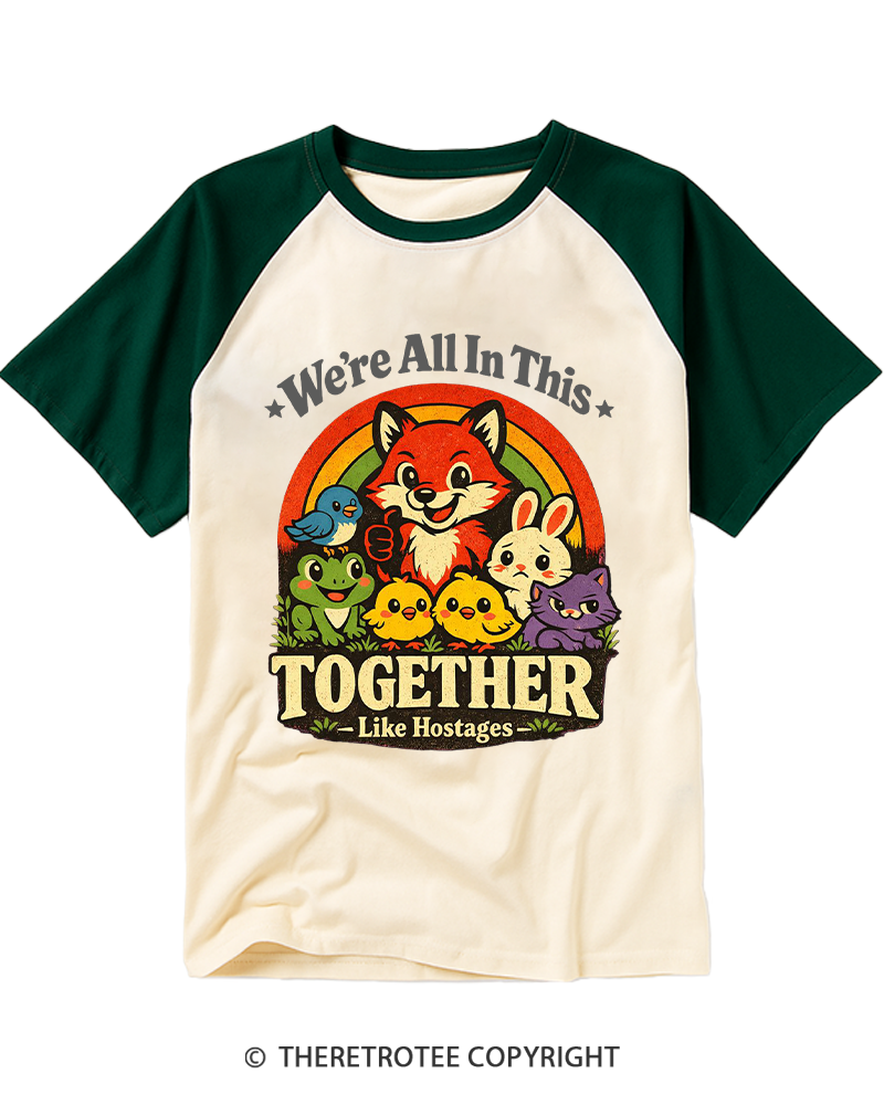 TheRetroTee We’re All In This Together  1970s Raglan Baseball T-Shirt