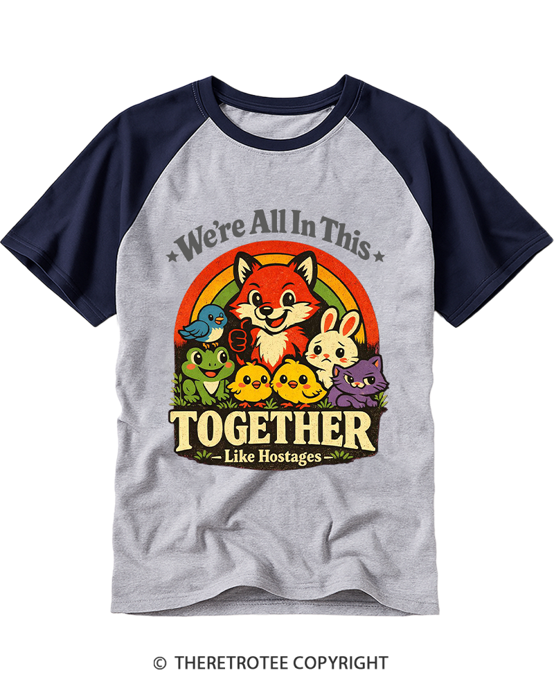 TheRetroTee We’re All In This Together  1970s Raglan Baseball T-Shirt