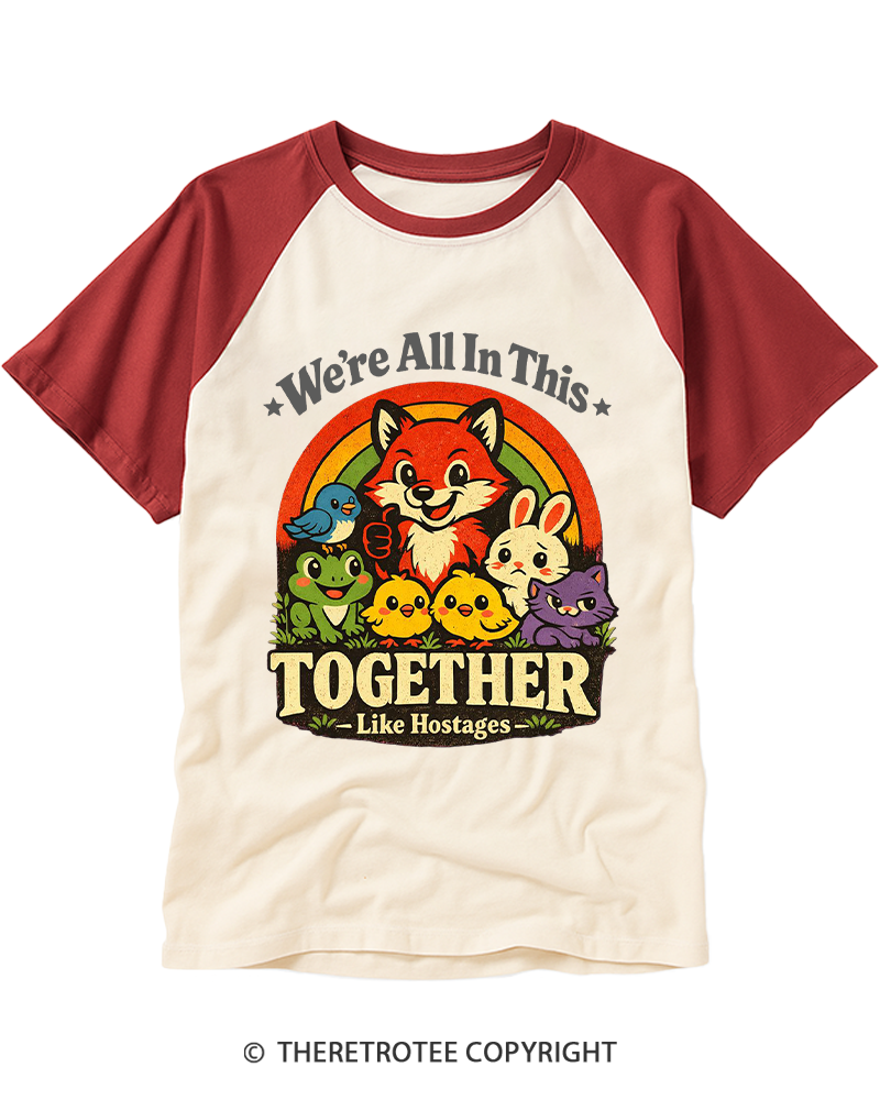 TheRetroTee We’re All In This Together  1970s Raglan Baseball T-Shirt