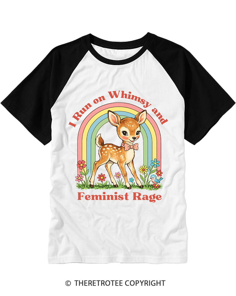 TheRetroTee Whimsy and Feminist Rage 1970s Raglan Baseball T-Shirt