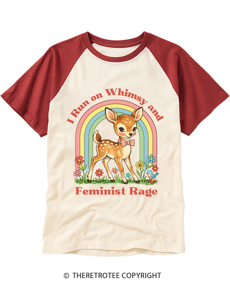 TheRetroTee Whimsy and Feminist Rage 1970s Raglan Baseball T-Shirt