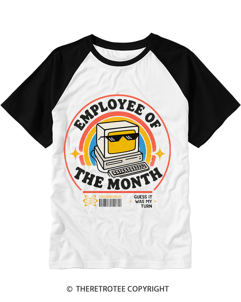 TheRetroTee Employee of the Month 1980s Raglan Baseball T-Shirt