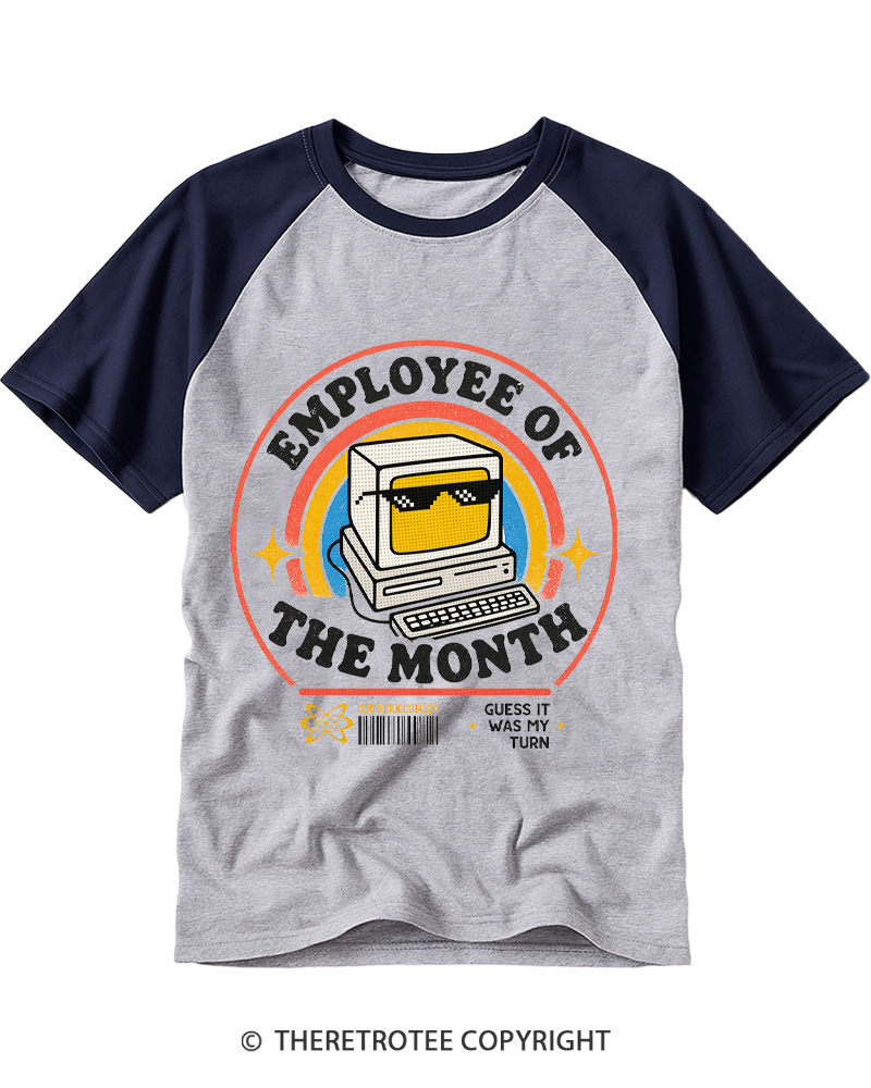 TheRetroTee Employee of the Month 1980s Raglan Baseball T-Shirt