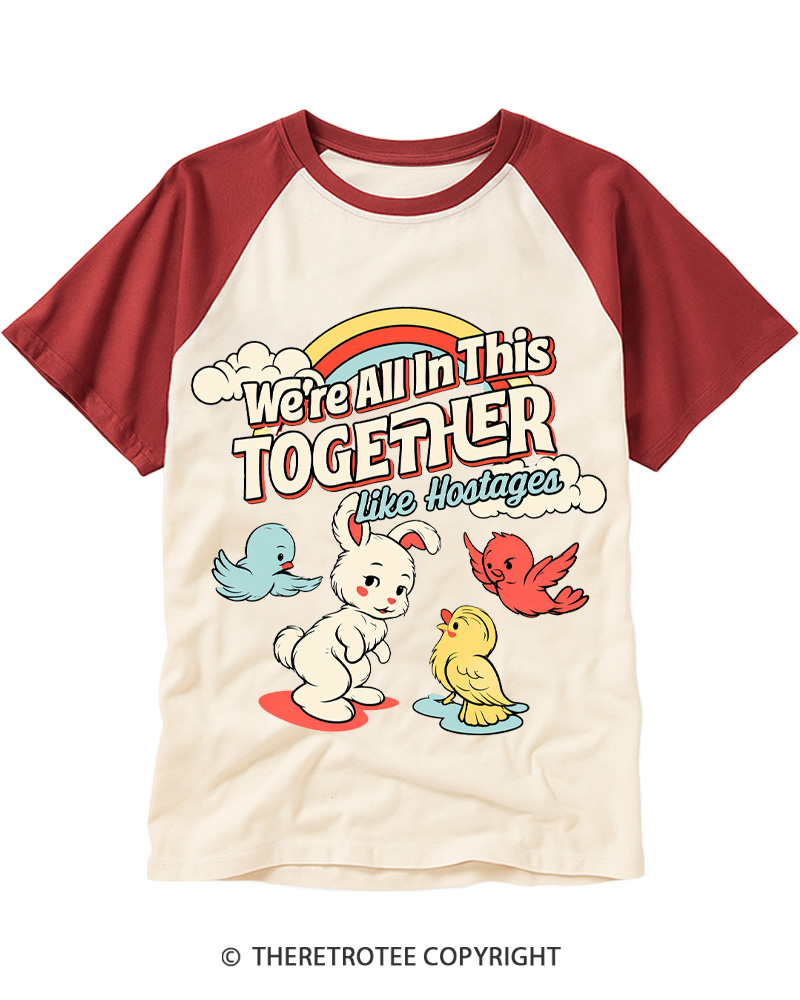 TheRetroTee We're All In This Together 1970s Raglan Baseball T-Shirt
