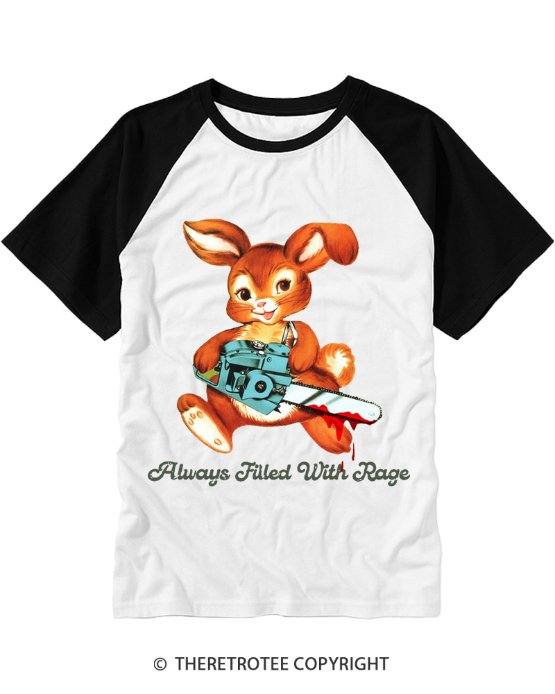 TheRetroTee Always Filled With Rage 1950s Raglan Baseball T-Shirt