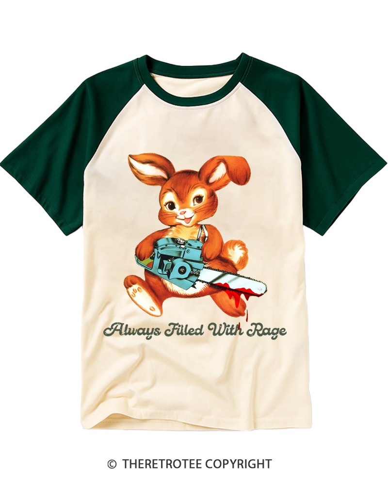TheRetroTee Always Filled With Rage 1950s Raglan Baseball T-Shirt