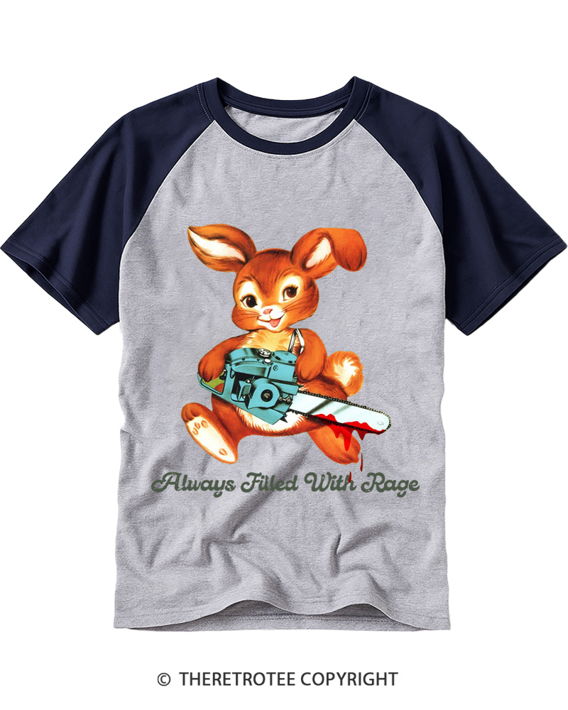 TheRetroTee Always Filled With Rage 1950s Raglan Baseball T-Shirt