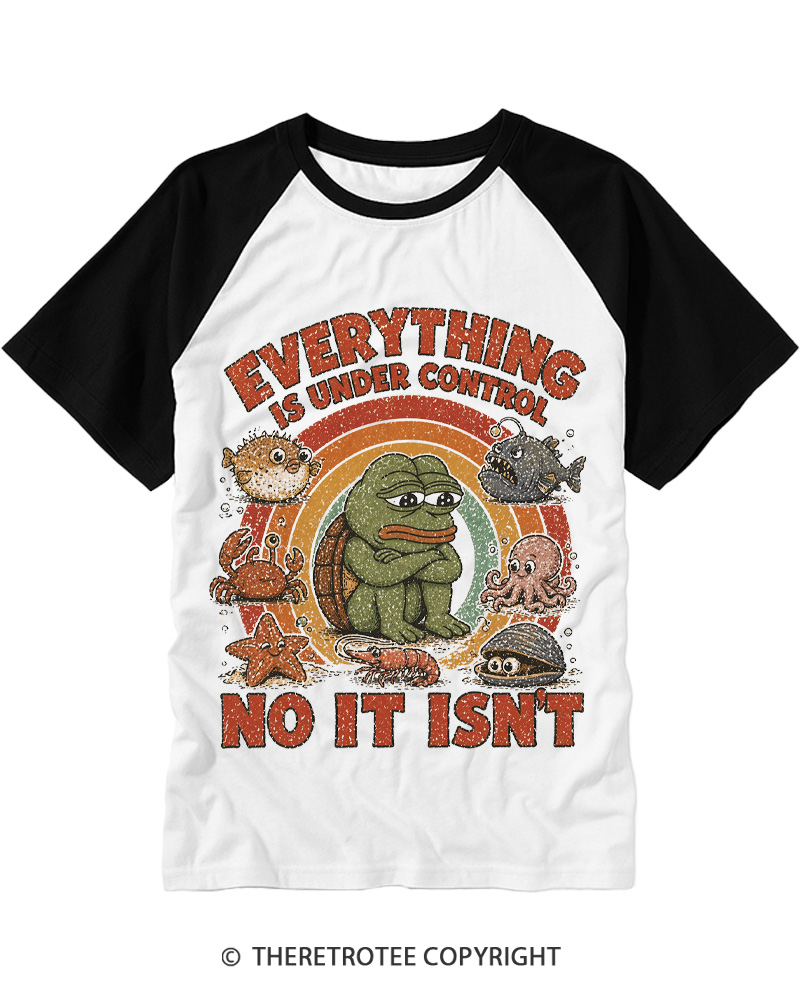 TheRetroTee Everything Is Under Control No It Isn’t Raglan Baseball T-Shirt