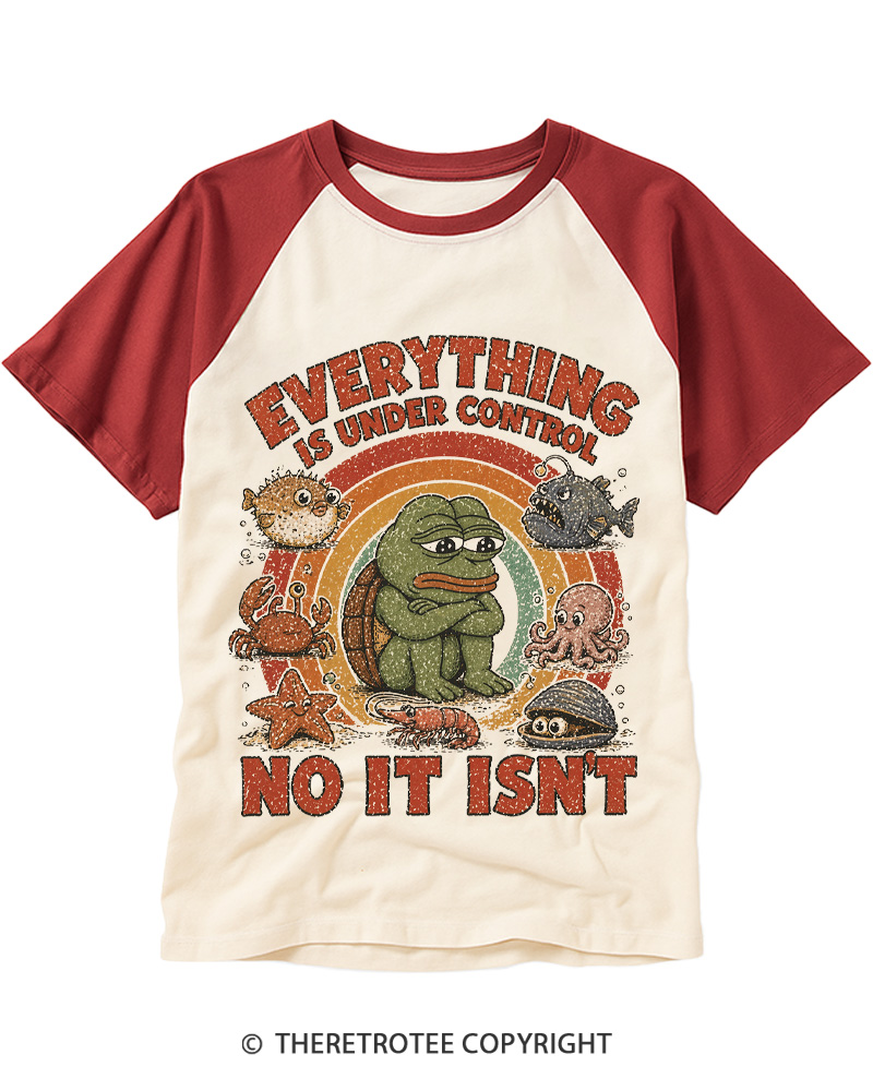 TheRetroTee Everything Is Under Control No It Isn’t Raglan Baseball T-Shirt