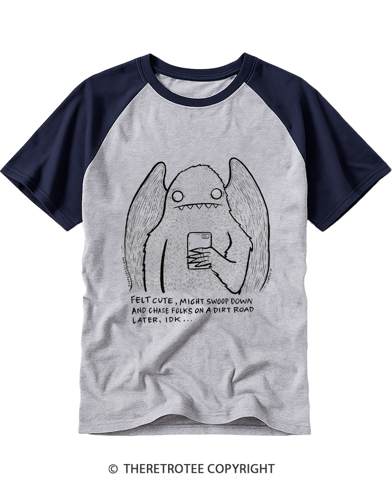 TheRetroTee Felt Cute Might Swoop Later 2000s Raglan Baseball T-Shirt