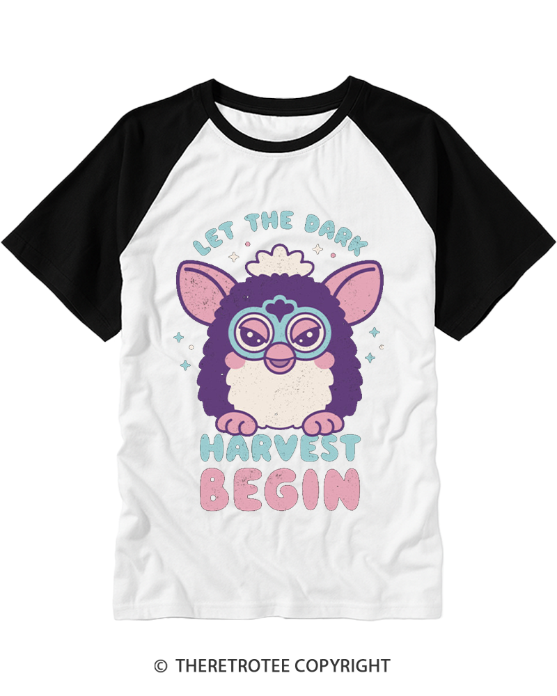 TheRetroTee Let The Dark Harvest Begin 1990s Raglan Baseball T-Shirt