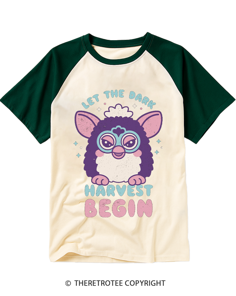 TheRetroTee Let The Dark Harvest Begin 1990s Raglan Baseball T-Shirt
