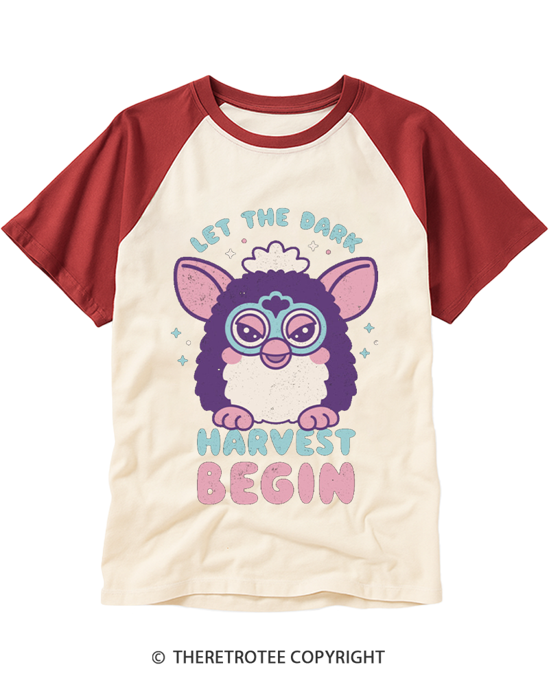 TheRetroTee Let The Dark Harvest Begin 1990s Raglan Baseball T-Shirt