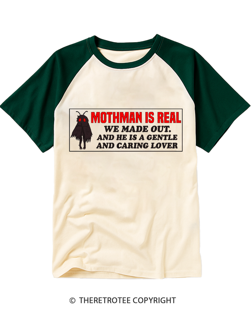 TheRetroTee Mothman Is Real We Made Out Raglan Baseball T-Shirt