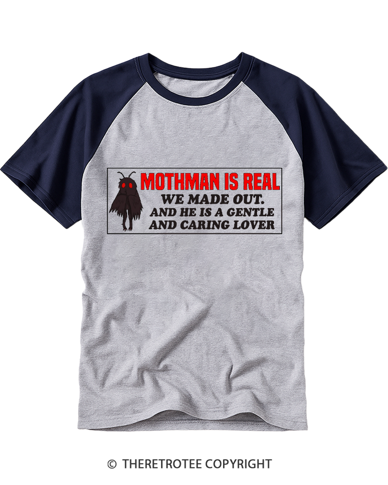 TheRetroTee Mothman Is Real We Made Out Raglan Baseball T-Shirt