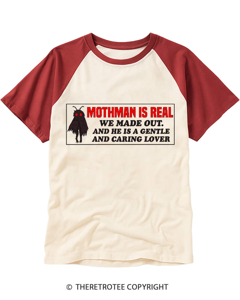 TheRetroTee Mothman Is Real We Made Out Raglan Baseball T-Shirt
