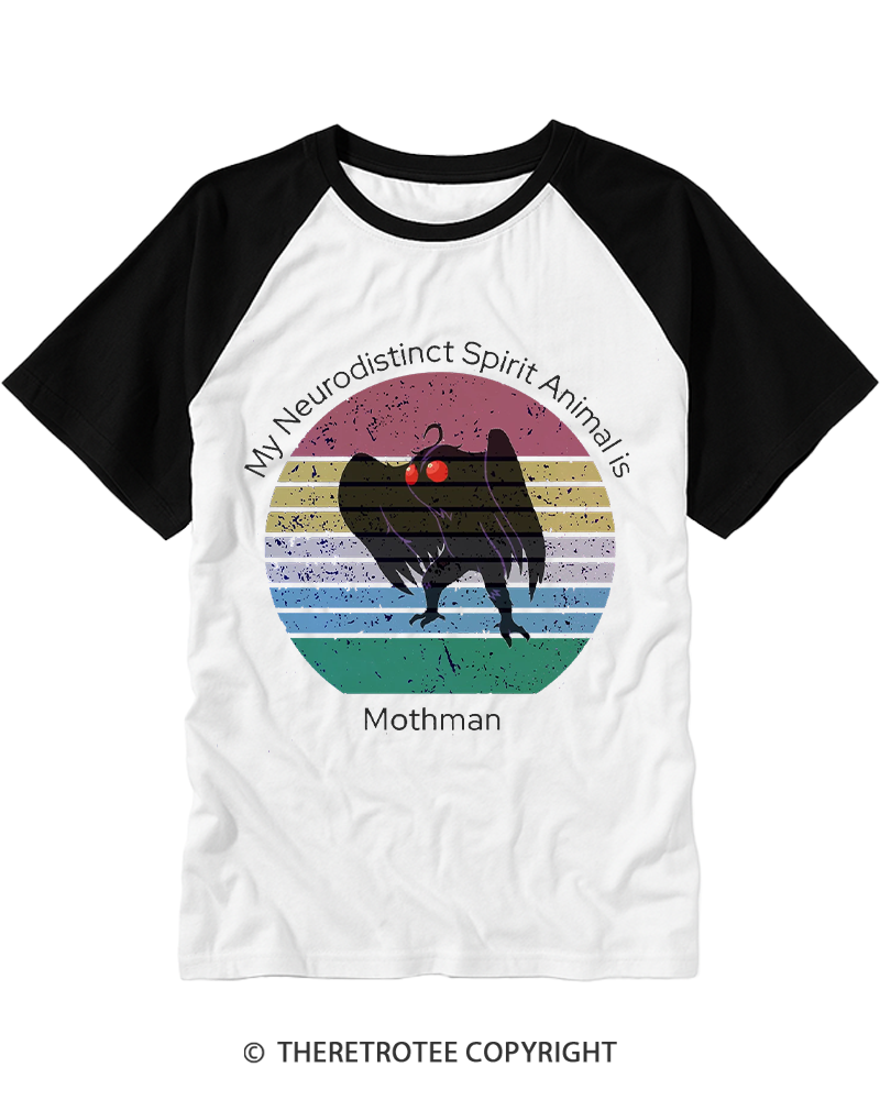 TheRetroTee My Neurodistinct Spirit Animal is Mothman Raglan Baseball T-Shirt
