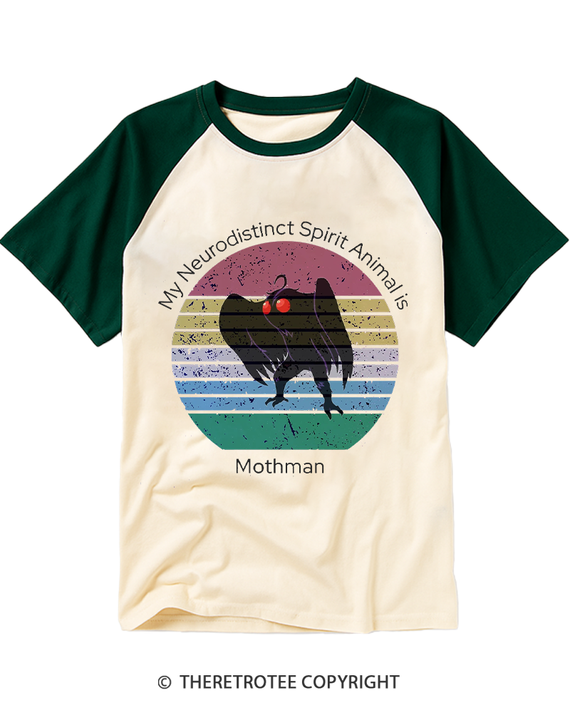 TheRetroTee My Neurodistinct Spirit Animal is Mothman Raglan Baseball T-Shirt