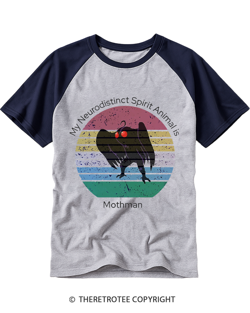 TheRetroTee My Neurodistinct Spirit Animal is Mothman Raglan Baseball T-Shirt
