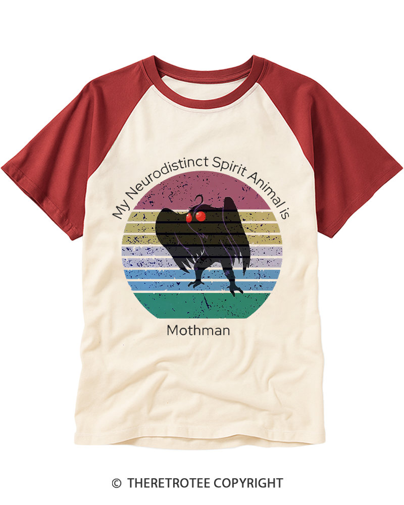 TheRetroTee My Neurodistinct Spirit Animal is Mothman Raglan Baseball T-Shirt