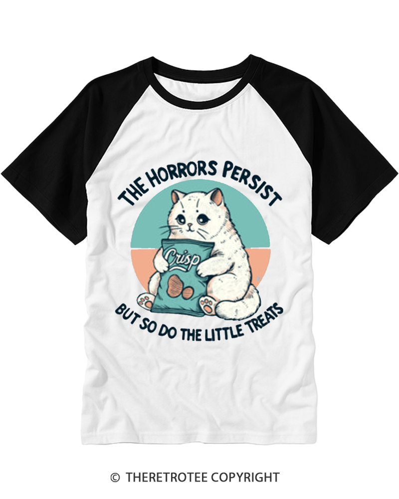 TheRetroTee The Horrors Persist 1990s Raglan Baseball T-Shirt
