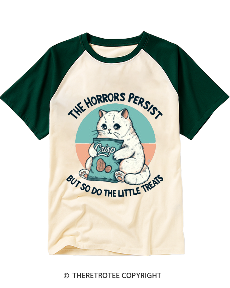 TheRetroTee The Horrors Persist 1990s Raglan Baseball T-Shirt