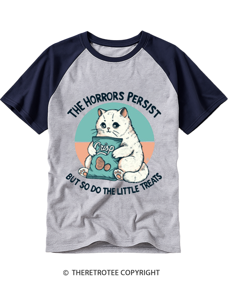 TheRetroTee The Horrors Persist 1990s Raglan Baseball T-Shirt