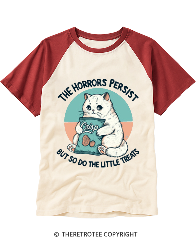 TheRetroTee The Horrors Persist 1990s Raglan Baseball T-Shirt