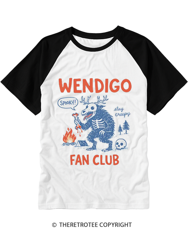 TheRetroTee Wendigo Fan Club Raglan Baseball T-Shirt