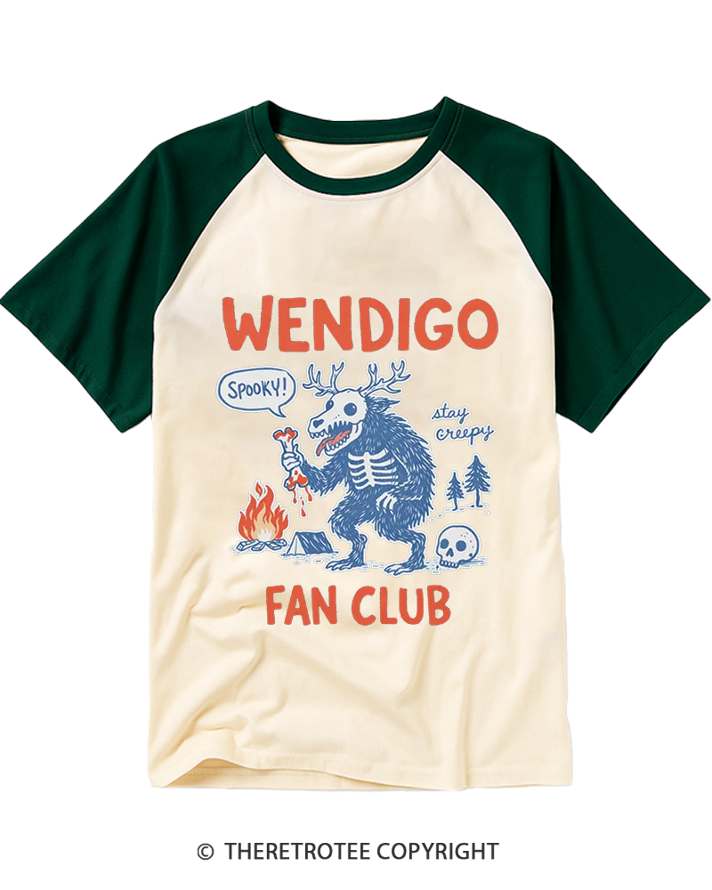 TheRetroTee Wendigo Fan Club Raglan Baseball T-Shirt