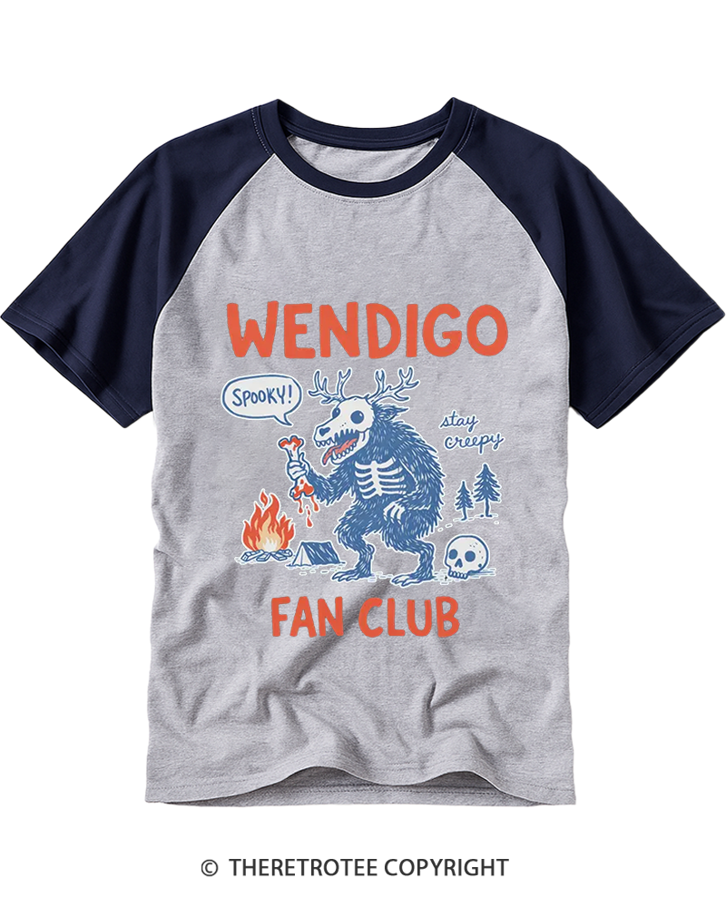 TheRetroTee Wendigo Fan Club Raglan Baseball T-Shirt