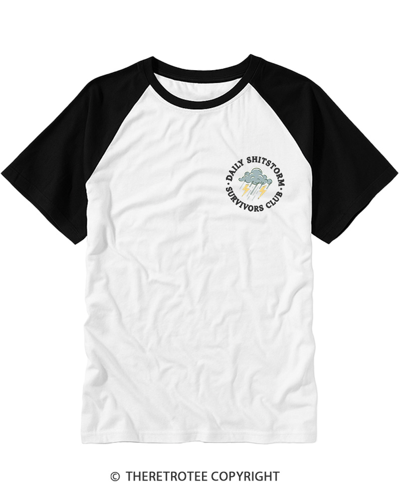 TheRetroTee Daily Shitstorm Survivors Club 1990s Raglan Baseball T-Shirt