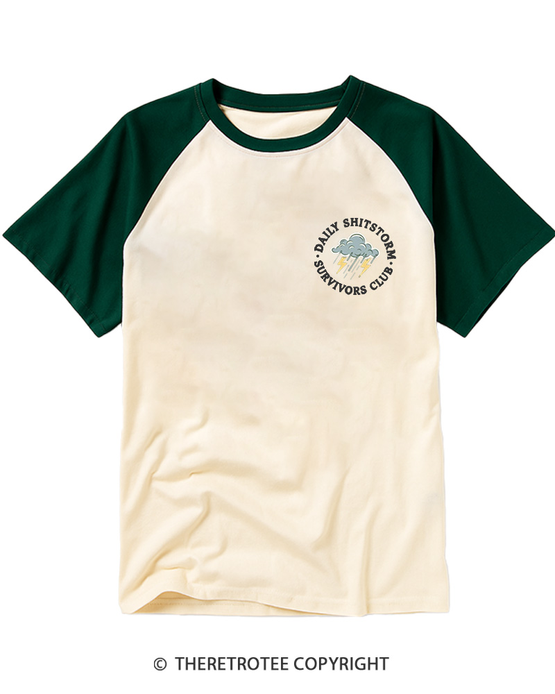 TheRetroTee Daily Shitstorm Survivors Club 1990s Raglan Baseball T-Shirt